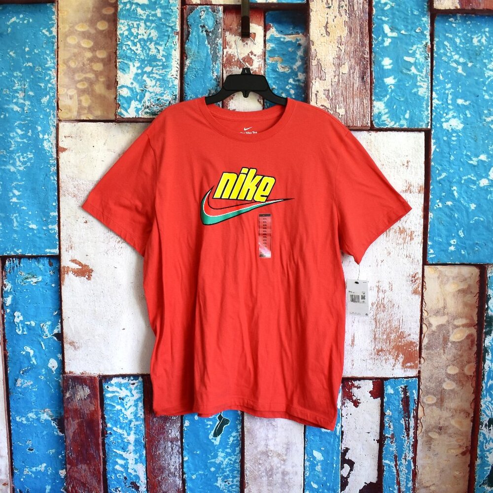 Men's Nike Keep It Clean T-Shirt Short Sleeve Crew Neck 2XLARGE Lobster NEW